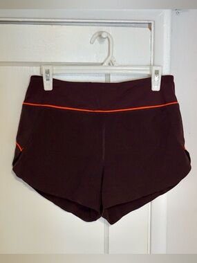 Athleta Maroon Women’s Athletic Shorts with Orange Trim